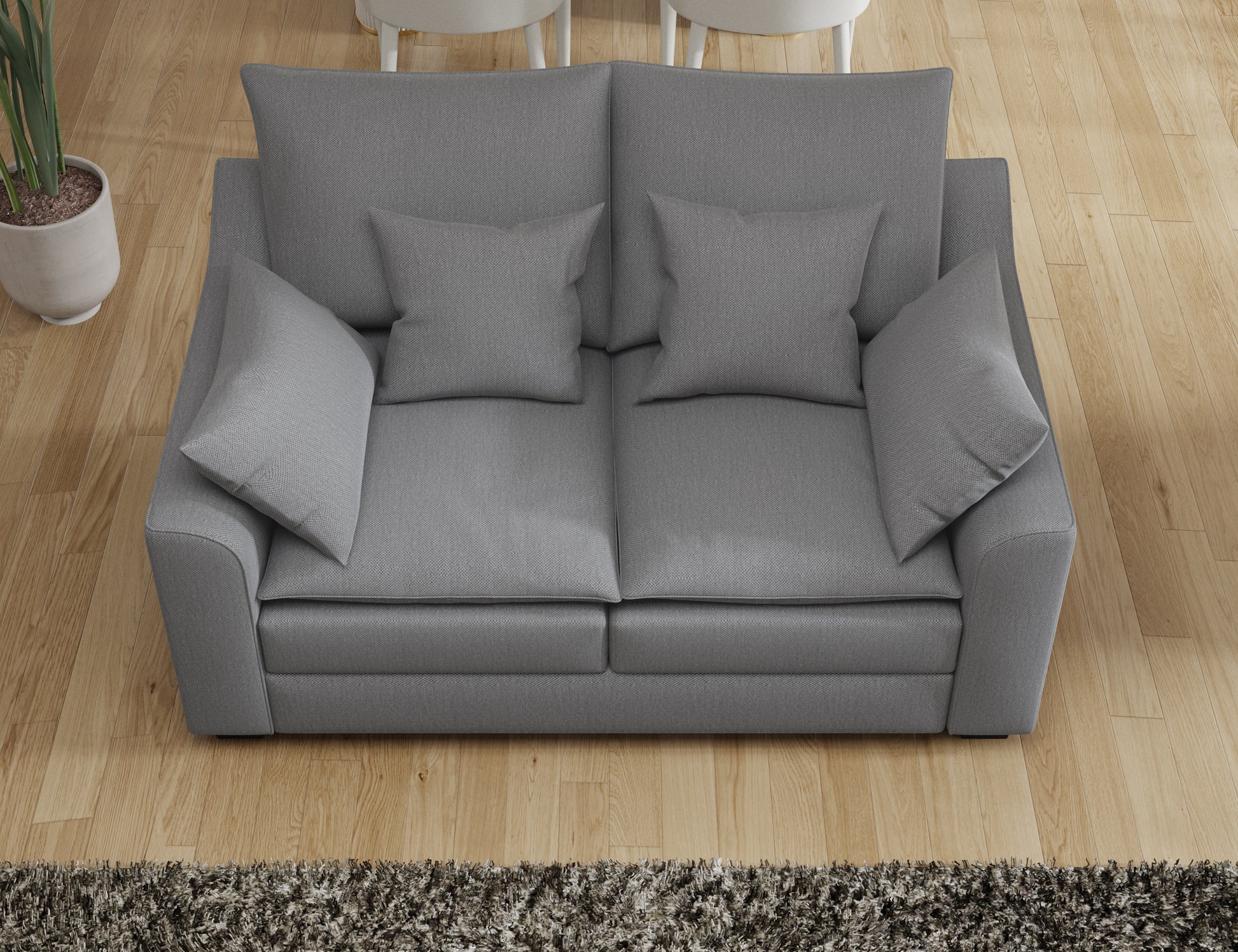 55" Loveseat Couch 2 Seater Sofa With Pillows Polyester Upholstery Duck Down Filled Cushion Sofa For Living Room Apartment,Grey Grey Polyester Wood Primary Living Space Soft Cushion Back Foam Polyester 2 Seat