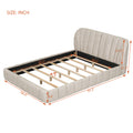 Queen Size Upholstered Platform Bed With Thick Fabric, Polyester, Beige Queen Beige Polyester