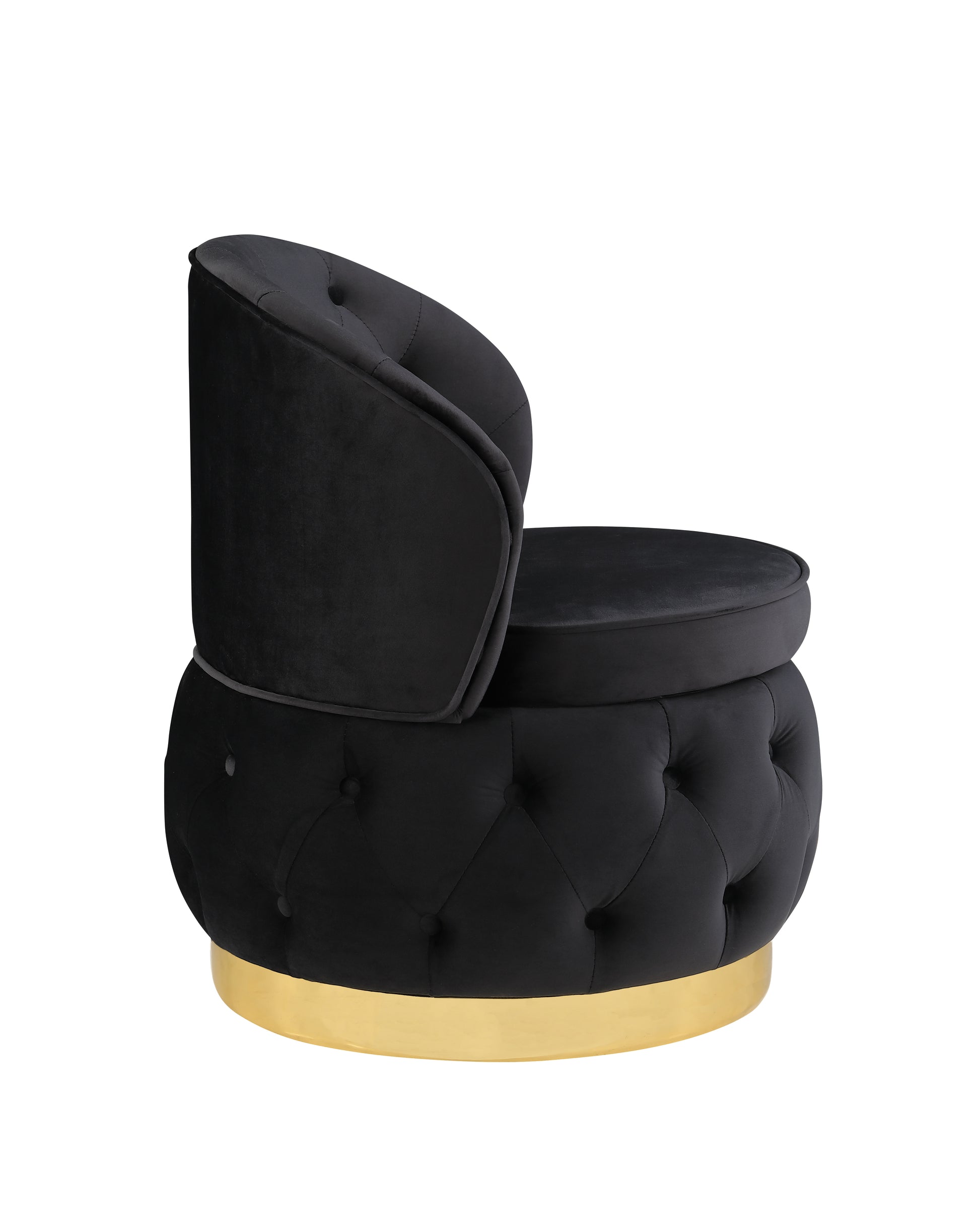 360 Degree Swivel Cuddle Barrel Accent Storage Chairs Black Velvet