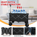 Collapsible Folding Wagon, Push Pull Foldable Beach Wagon Cart Black Steel