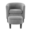 Modern Accent Chair,Upholstered Arm Chair Corduroy Single Sofa Chair With Ottoman Foot Rest Comfy Armchair For Living Room Bedroom And Office,Grey Grey Corduroy