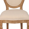 French Country Dining Chairs With Round Back Set Of 2, Upholstered, Solid Wood Legs, Accent Side Chairs For Living Room, Wedding Event Cream Cushion Cream Light Brown Dining Room Round Modern Banquet Chair Rubberwood Cotton Linen Rubber Wood
