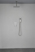 12 Inch Brushed Nickel Ceiling Mounted Rain Shower Head With Handheld Brushed Nickel Brass Brass