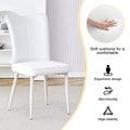 Table And Chair Set, Mdf Desktop, White Metal Table Legs, Stable And Beautiful, Suitable For Most Styles Of Home. Modern Simple Dining Table, Comfortable Seating. White Seats 4 Mdf