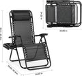 2 Set Zero Gravity Chairs Patio Portable Reclining Folding Lounge Chair Beach Camping Chairs With Pillow And Cup Holder Trays For Garden, Poolside, Black Black Steel