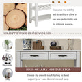 Console Sofa Table With 2 Storage Drawers And 2 Tiers Shelves, Mid Century Style 42'' Solid Wood Buffet Sideboard For Living Room Furniture Kitchen Dining Room Entryway Hallway, Antique White Antique White Pine