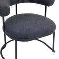 Coolmore Boucle Dining Chairs Set Of 2, Mid Century Modern Curved Backrest Chair, Round Upholstered Kitchen Chairs Carbon Black Boucle Carbon Black Foam Mdf Metal