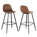 Bar Stools Set Of 2, 30 Inches Velvet Barstool Modern Counter Bar Height Chair With Back, Sturdy Metal Legs & Footrests, Easy Assembly, Island Stool For Kitchen Bar Brown Velvet