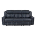 Modern Living Room Furniture 3Pc Reclining Sofa Set Bluefaux Leather Upholstery Sofa Loveseat Swivel Reclining Chair, Cup Holders, Power Outlets, Usb Ports Blue Faux Leather Wood Primary Living Space Modern Plywood,Solid Wood 6 Seat