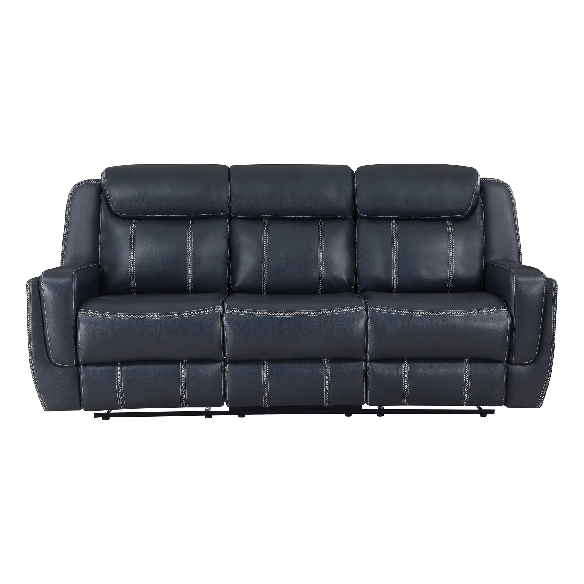 Modern Living Room Furniture 3Pc Reclining Sofa Set Bluefaux Leather Upholstery Sofa Loveseat Swivel Reclining Chair, Cup Holders, Power Outlets, Usb Ports Blue Faux Leather Wood Primary Living Space Modern Plywood,Solid Wood 6 Seat