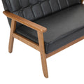 Coolmore Mid Century Modern Solid Loveseat Sofa Upholstered Pu Leather Loveseat, 2 Seat Upholstered Loveseat Sofa Modern Couch Black Pu Pu Leather 2 Seat