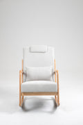 Rocking Chair Upholstered Fabric Rocking Armchair Indoor With High Backrest Glider Chairs And Lumbar Pillow For Living Room Beige Linen