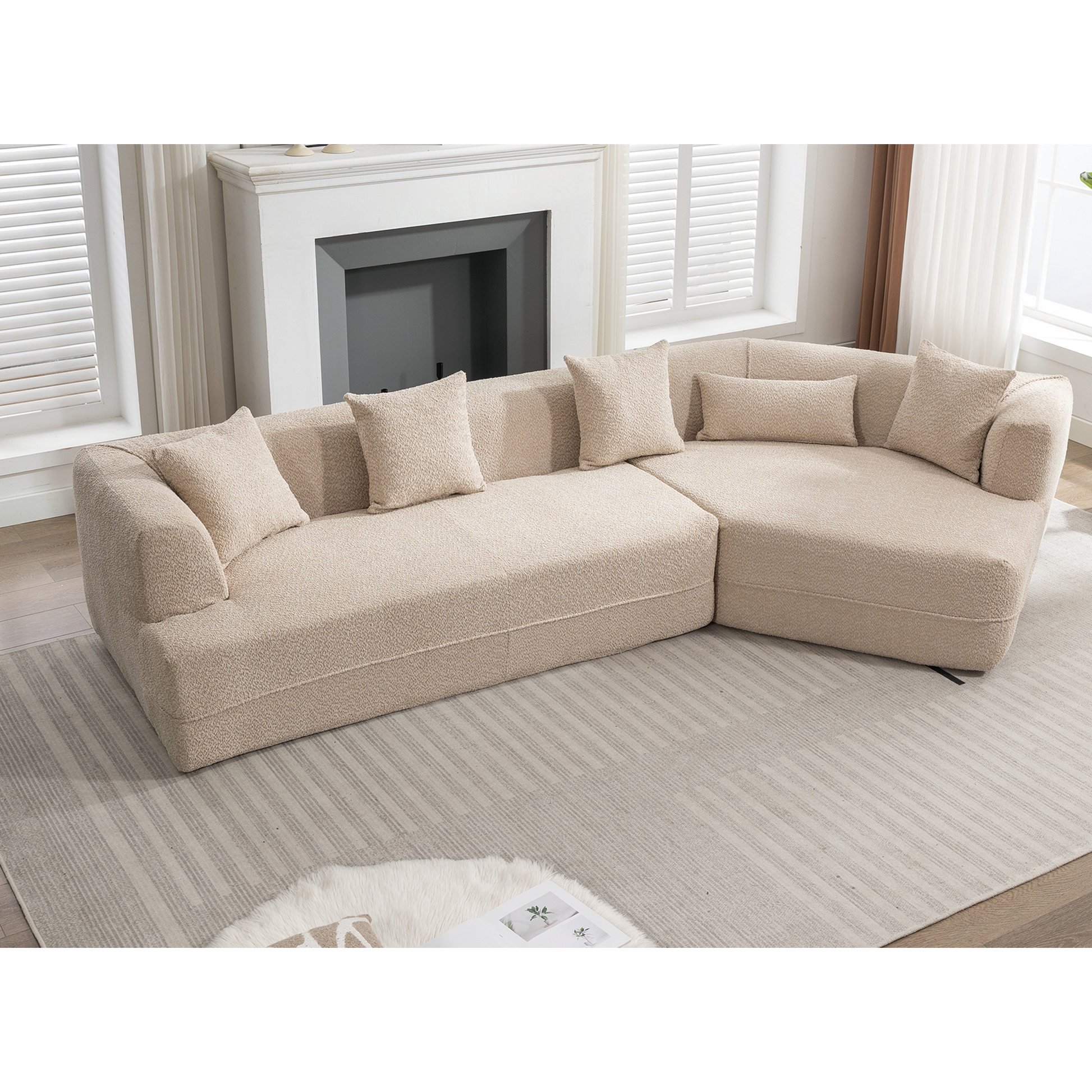 And Upgraded Extended Edition Modular Sofamodern Minimalist Style Sofa, Upholsteredfree Combination, Round Fiber Fabric, Anti Wrinkle Fabric,Dimension Extension,Brown Light Brown Polyester Primary Living Space Medium Soft Tight Back Modern Flared Arms