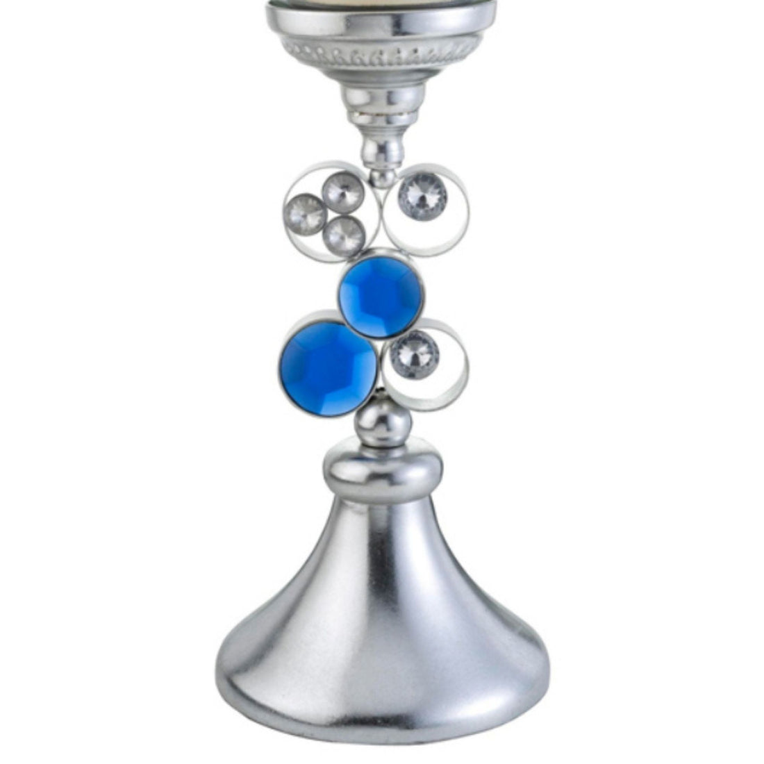 20.5" Tall Polyresin" Dazzle" Candleholder, Silver Finish Silver Polyresin