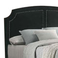 Lily Platform King Upholstered Bed, Padded Headboard, Black, Gold King Black Gold Wood Fabric