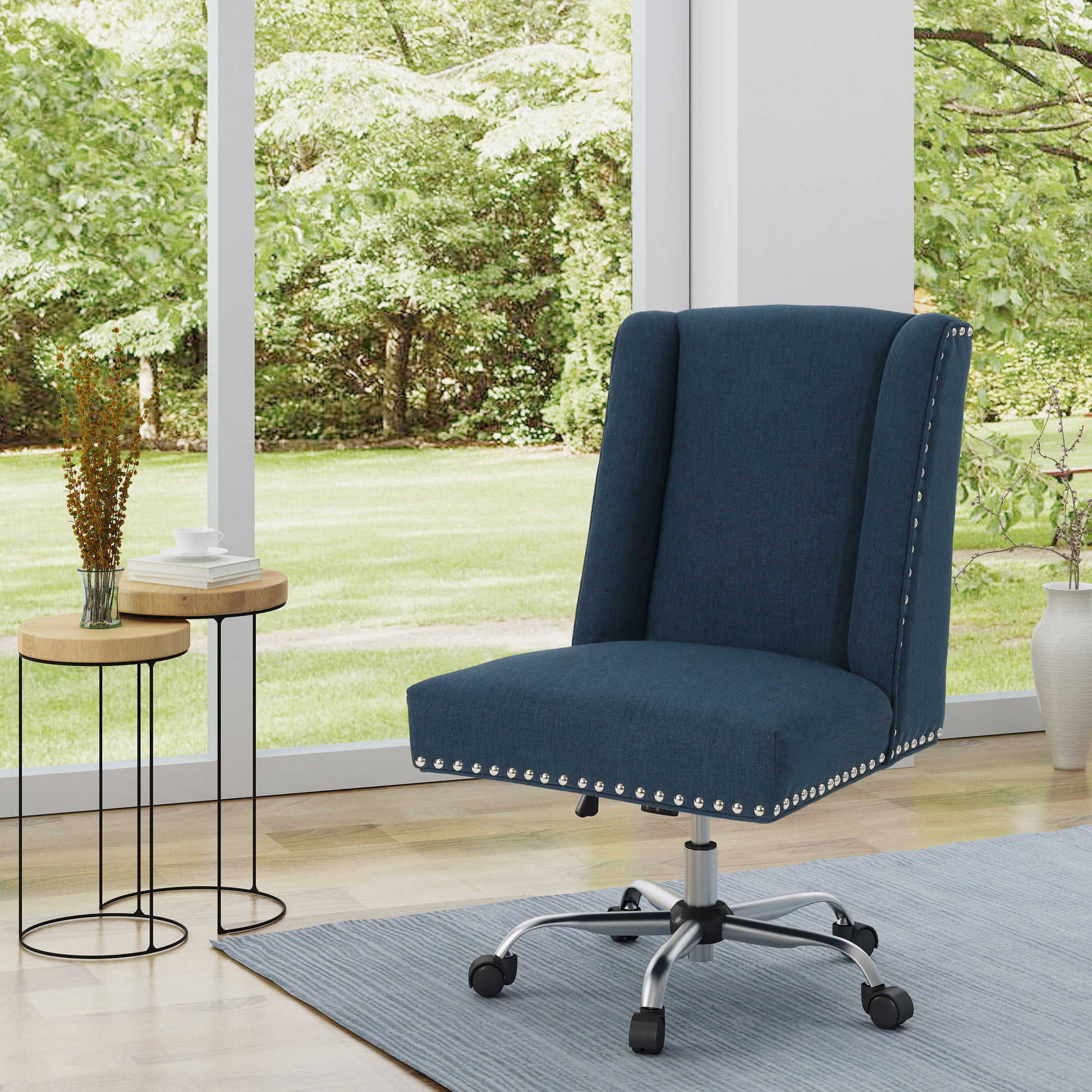 Office Chair Navy Blue Fabric