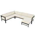 U Shaped Multi Person Outdoor Sofa Set, Suitable For Gardens, Backyards, And Balconies. White Seats 6 Aluminum