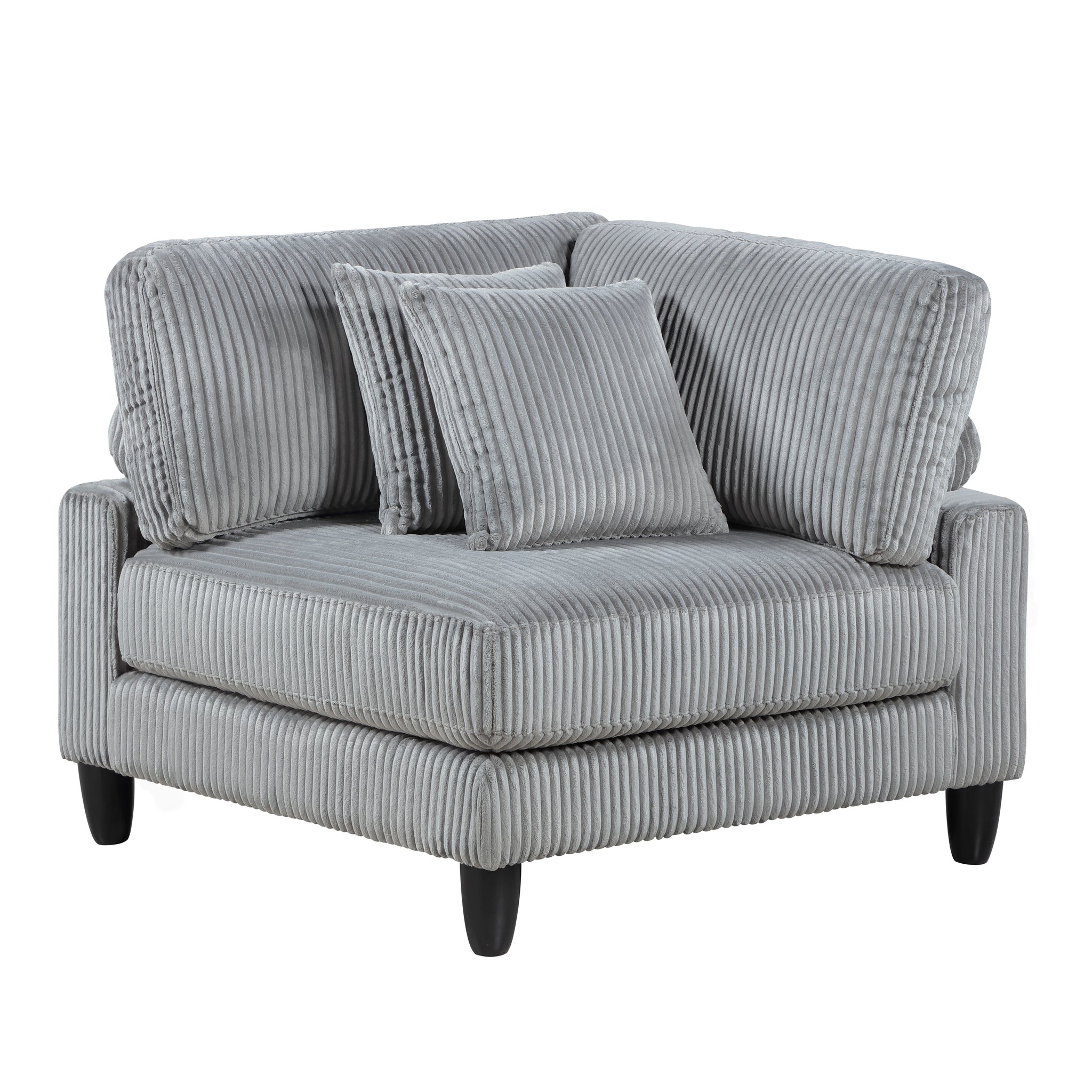 Living Room Furniture Corner Chair Gray Corduroy Upholstery 1Pc Corner Wedge Soft Cushion Solid Wood Legs Gray Primary Living Space Contemporary,Modern Plywood,Solid Wood
