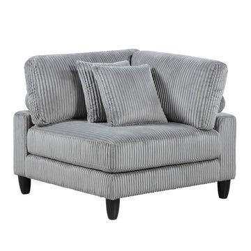 Living Room Furniture Corner Chair Gray Corduroy Upholstery 1Pc Corner Wedge Soft Cushion Solid Wood Legs Gray Primary Living Space Contemporary,Modern Plywood,Solid Wood