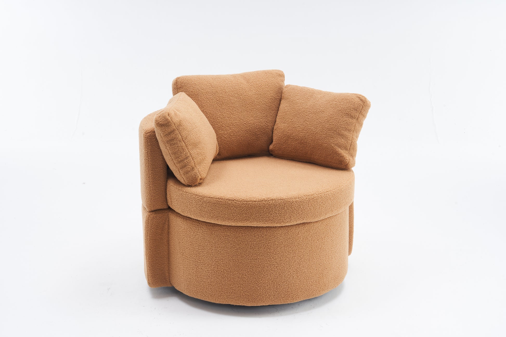 029 Teddy Fabric Swivel And Storage Chair With Back Cushion For Living Room,Khaki Khaki Primary Living Space Modern Foam Teddy