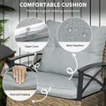 Outsunny 3 Piece Patio Rocking Chair Set, Outdoor Wicker Bistro Set With 2 Cushioned Porch Rockers And 2 Tier Coffee Table For Garden, Porch, Backyard, Light Gray Gray Steel
