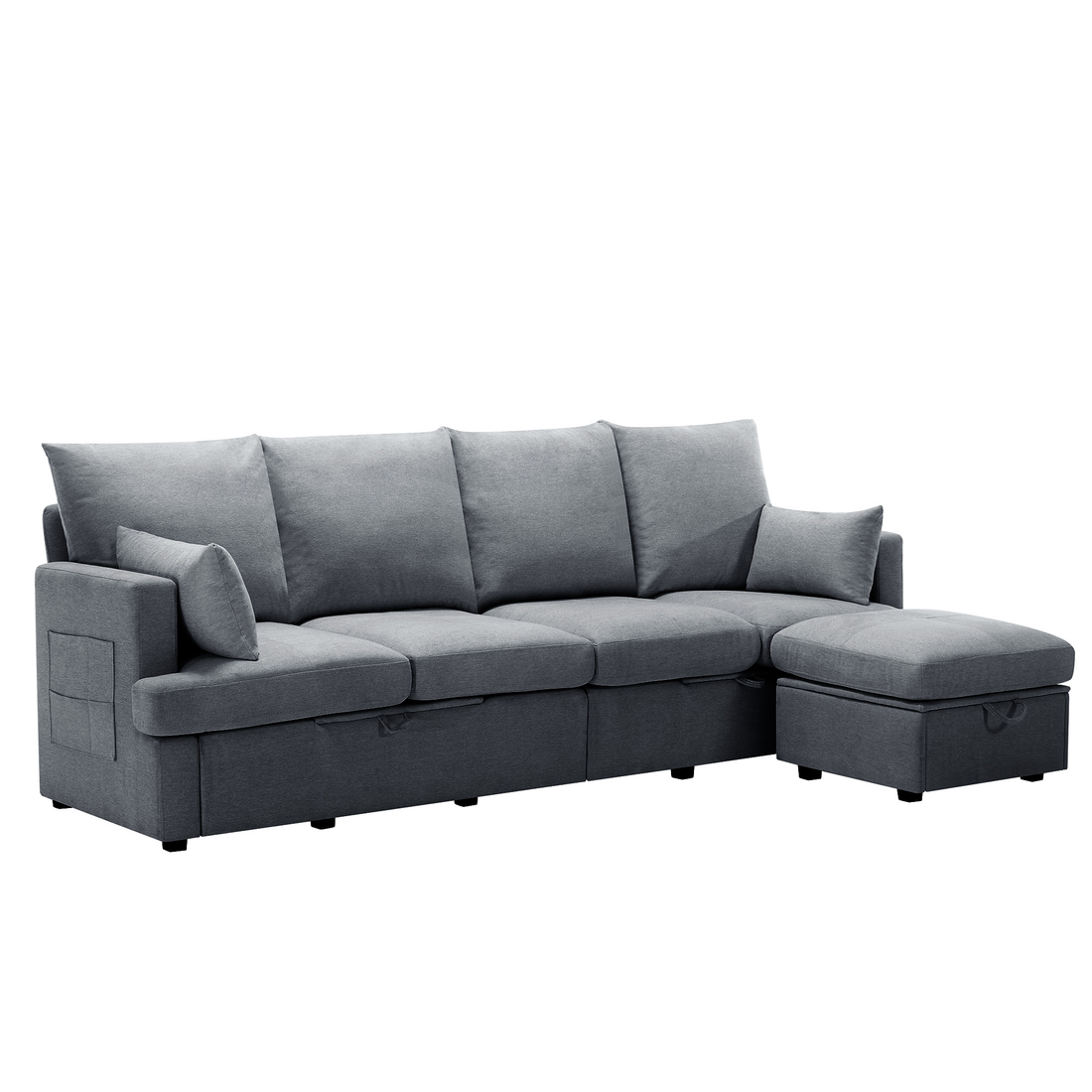 Modern L Shape Modular Sofa, 5 Seat Chenile Sectional Couch Set With 2 Pilows Lncluded, Freely Combinableindoor Funiture For Living Room,Apartment, Office, 3 Colors Light Gray Chenille Metal Primary Living Space Medium Soft Loose Back Modern Poplar Foam