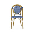 French Bistro Chair White Blue Rattan