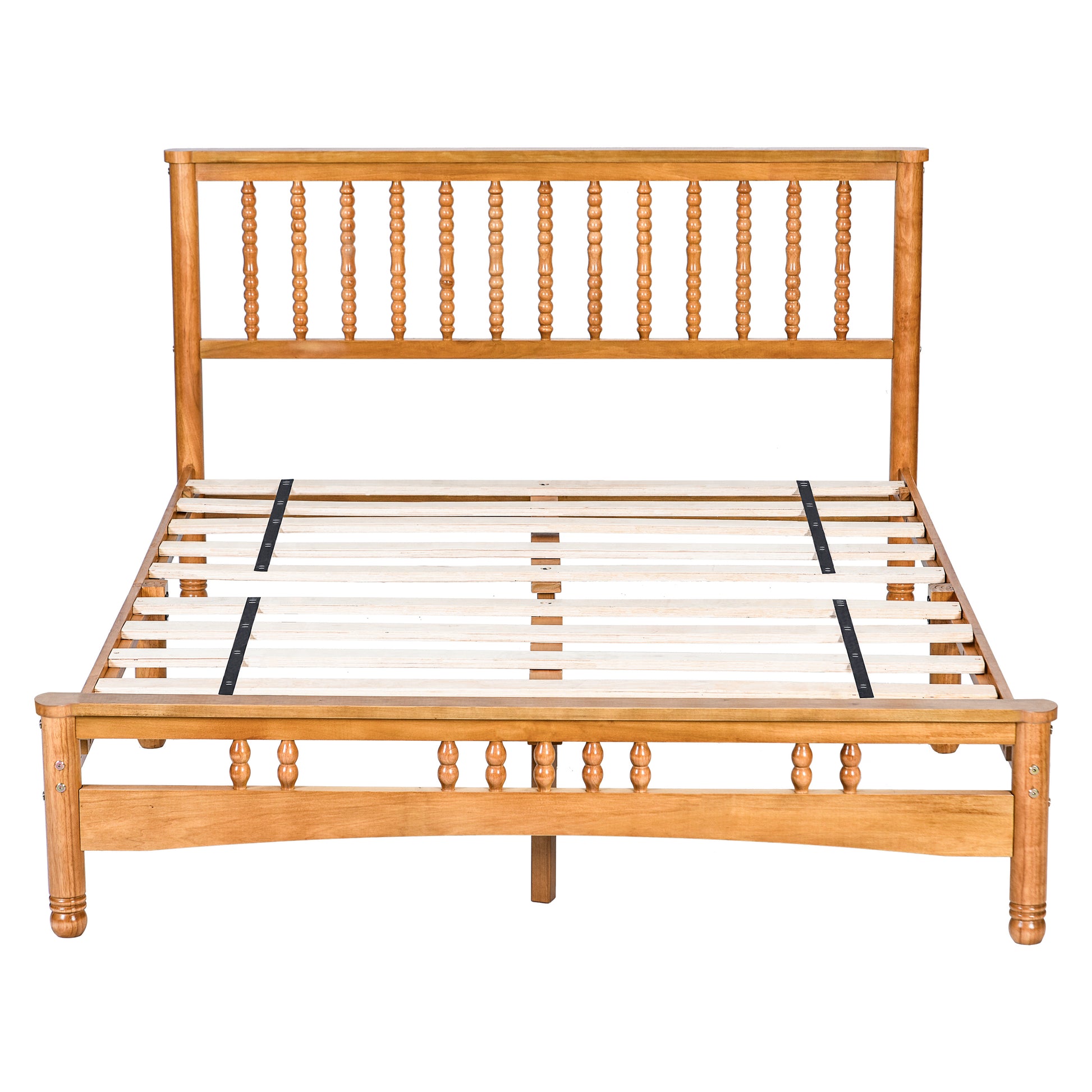 Queen Size Elegant Style Wooden Platform Bed Frame With Headboard,No Need Box Spring,Easy Assembly Queen Oak Rubber Wood