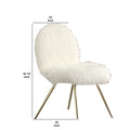 Faux Fur Upholstered Contemporary Metal Accent Chair, White And Gold White Gold Fabric Metal