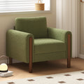 Oversized Accent Chair, Upholstered Living Room Chairs Single Sofa Chair With Walnut Legs, Curved Handrail, Green Green Teddy