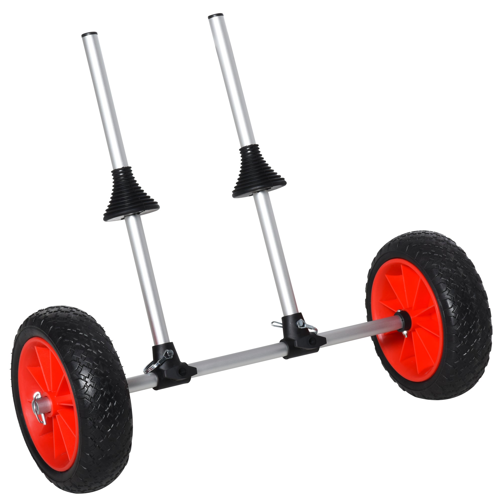 Soozier Universal Kayak Cart, Trolley Trailer Kayak Wheels With Strong Aluminum Frame, Adjustable Width Crossbar, & Large Tires Black Silver Aluminum