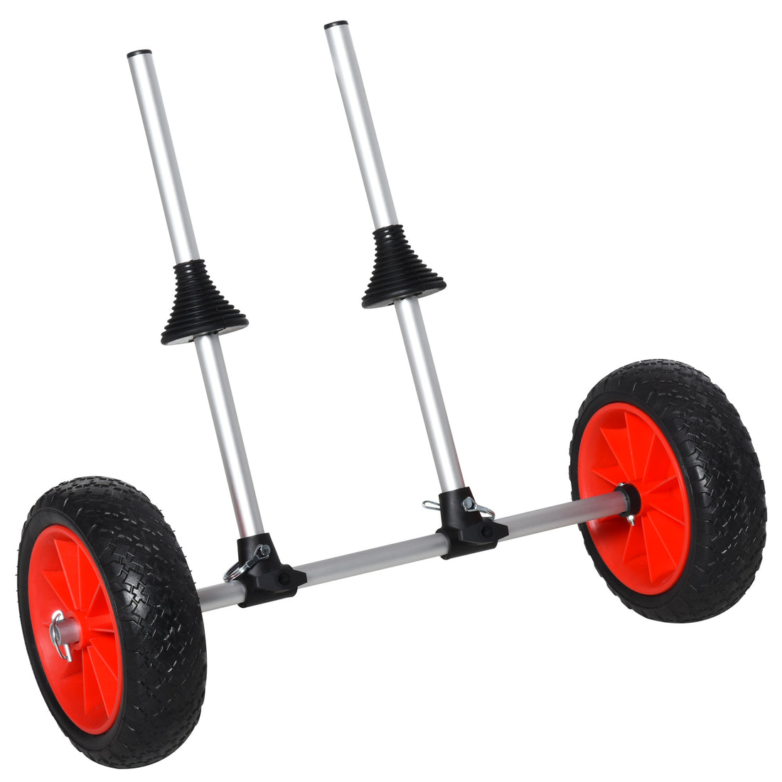 Soozier Universal Kayak Cart, Trolley Trailer Kayak Wheels With Strong Aluminum Frame, Adjustable Width Crossbar, & Large Tires Black Silver Aluminum