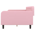 Twin Size Upholstered Tufted Daybed With 4 Support Legs, Pink Box Spring Not Required Twin Pink Wood Bedroom Daybeds Linen Upholstered
