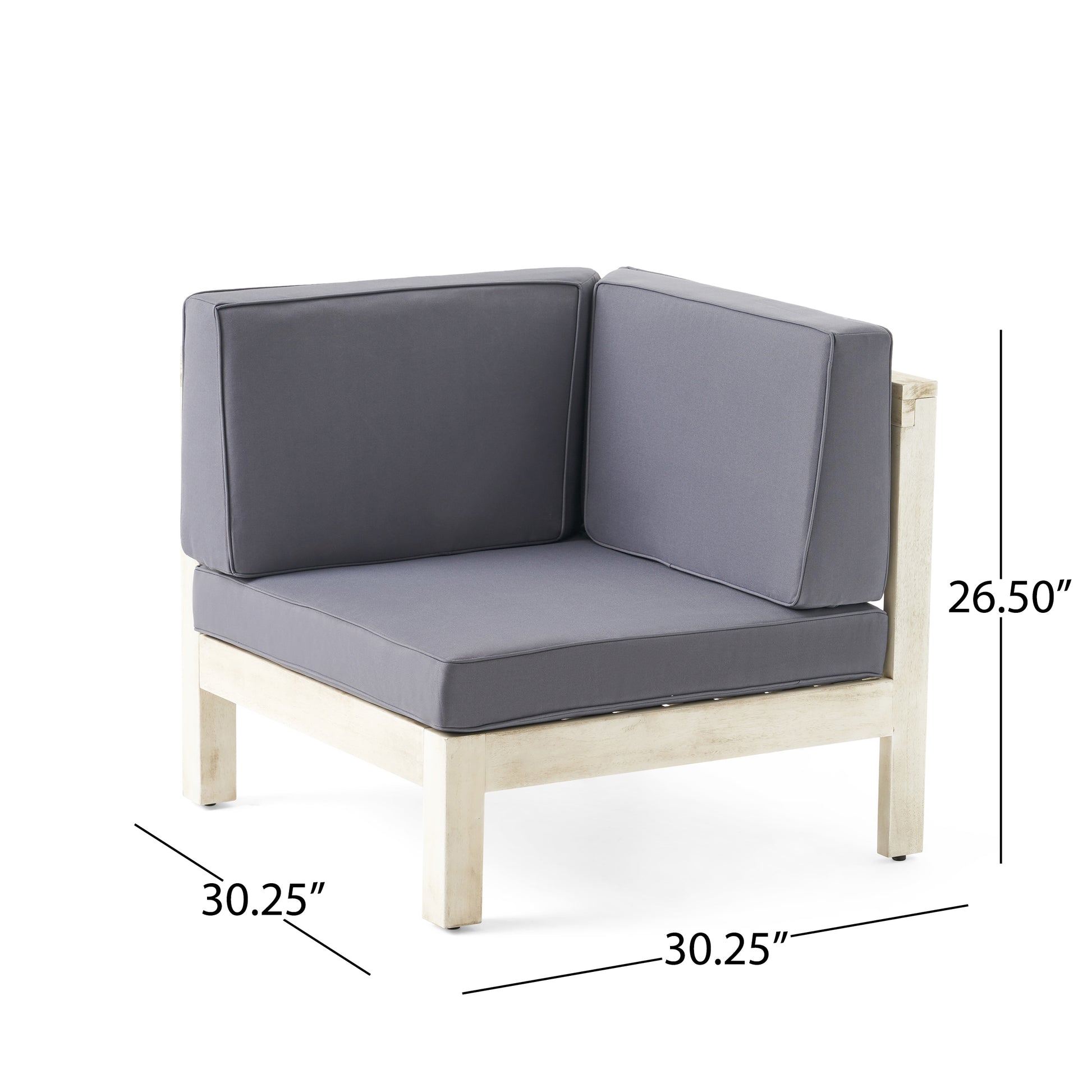 Brava X Back L Arm Chair, Grey Dark Gray Acacia Wood