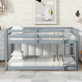 Solid Woodensolid Rubber Wooden Twin Over Twin Loft Bed With Ladder ,Upper And Bottom Bed Platforms Crafted With Strengthened Slats ,Grey Twin Grey Rubber Wood