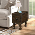 Solid Wood End Table, Rectangle 23.6 Inch Narrow Side Table With Drawer, Vintage Bedside Table Nightstand For Small Spaces, Living Room, Bedroom, Easy Assembly, Espresso Espresso Pine