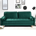 Sofa Simple Small House Double Three Person Straight Row American Retro Green Velvet Furniture Fabric Sofa Small Living Room Bedroom Office Green Velvet Solid Wood 3 Seat