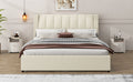 King Size Upholstery Platform Bed With Storage Headboard, 2 Drawers And Trundle,Beige King Beige Upholstered
