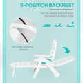 Outsunny Outdoor Chaise Lounge, 5 Level Adjustable Backrest Lounge Chair With Wheels, Folding Tanning Chair For Pool, Beach, Patio, Garden, White White Polypropylene
