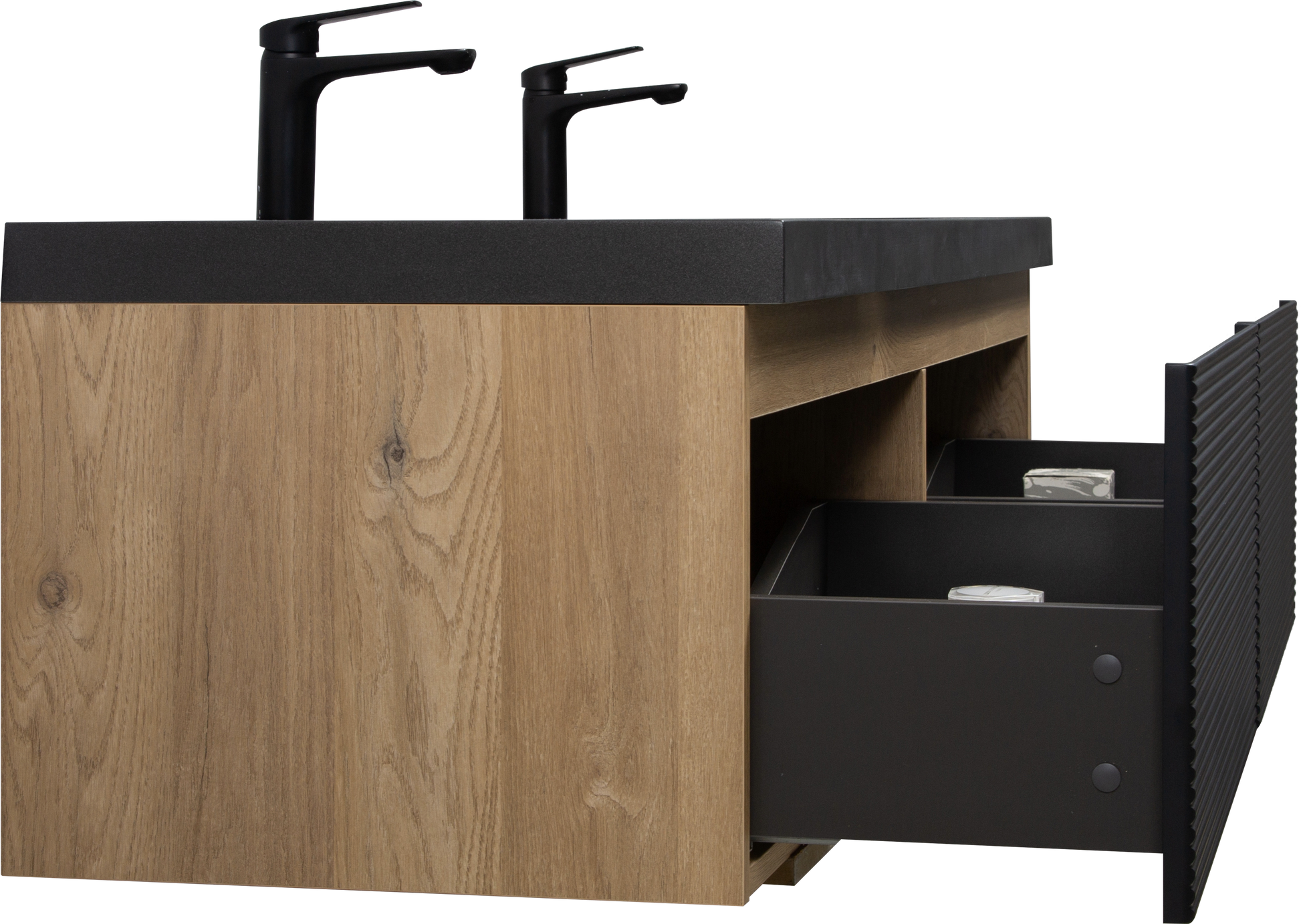 60" Floating Bathroom Vanity With Two Sinks, Modern Wall Mounted Bathroom Storage Vanity Cabinet With Countertop And Soft Close Drawers, Ink Black Cruis 60 Black Wood