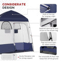 Outsunny Shower Tent, Pop Up Privacy Shelter For Camping, Dressing Changing Room, Portable Instant Outdoor Shower Tent Enclosure W 2 Rooms, Shower Bag, Floor And Carrying Bag, Blue Blue Taffeta