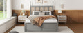 Queen Size Rattan Platform Bed With With 2 Big Drawers, T Size Trundle, Gray Queen Gray Plywood