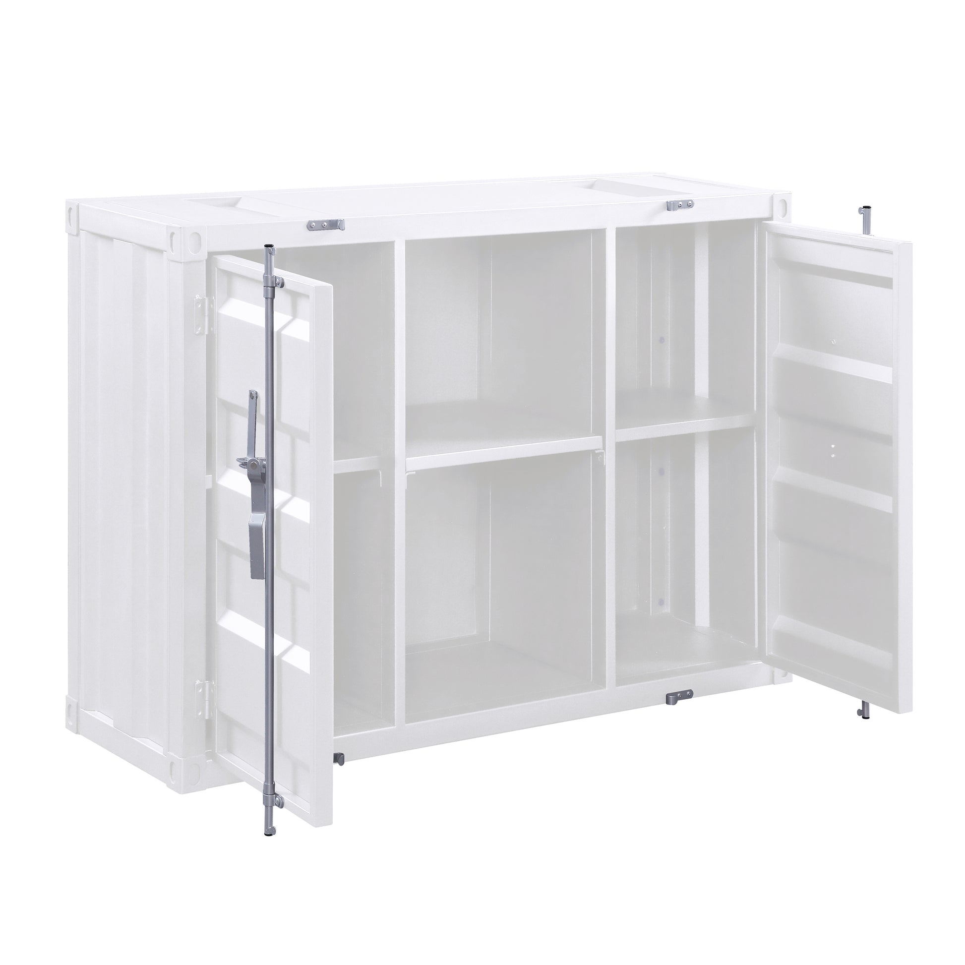 White Server With Open Shelving And 2 Cabinets White Dining Room Modern Shelves Included Metal