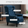 Homcom Button Tufted Accent Chair With High Wingback, Rounded Cushioned Armrests And Thick Padded Seat, Blue Blue Fabric