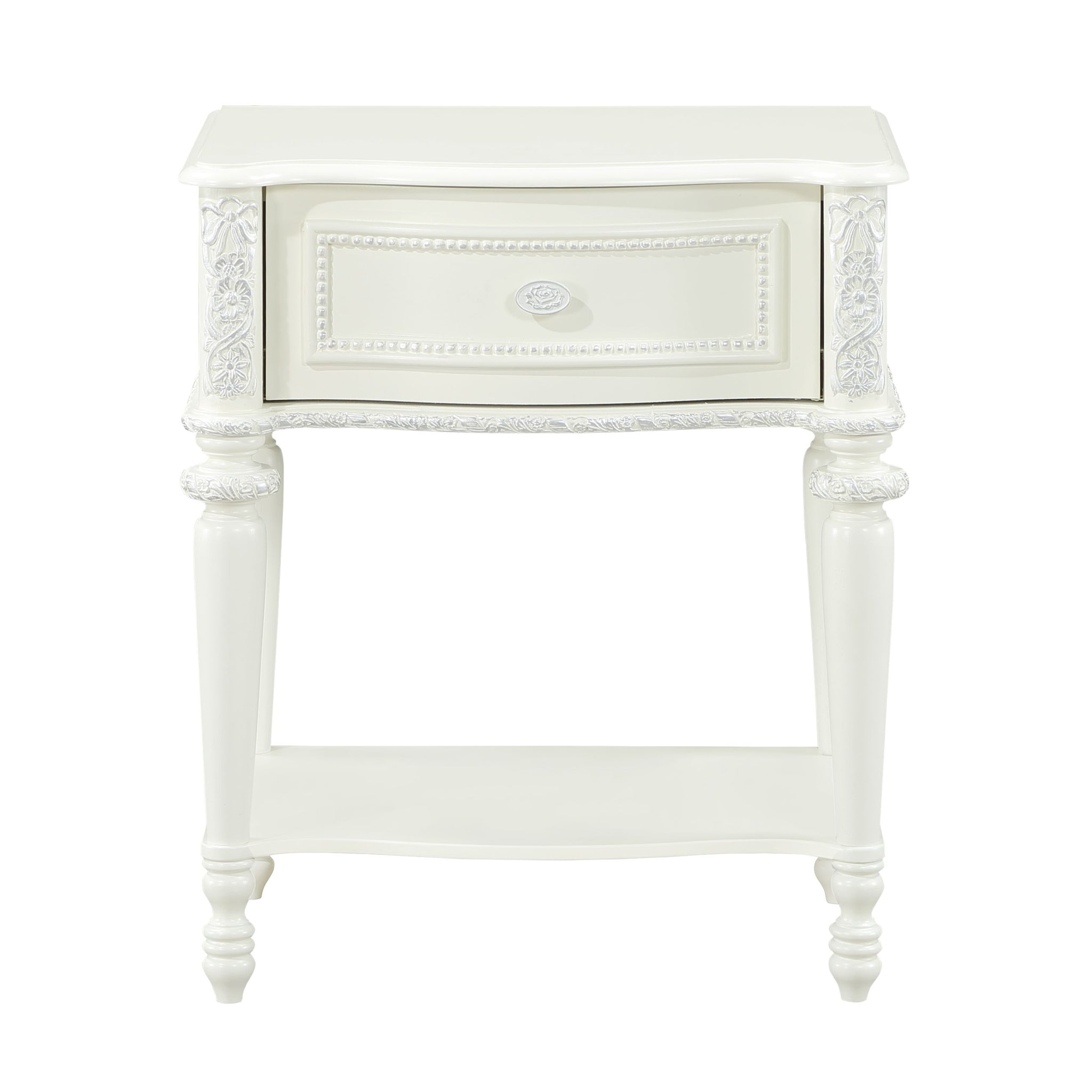 Dorothy Nightstand W 1 Drawer, Ivory Finish Bd02267 Ivory Wood