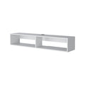 Central Floating Media Rack In Melamine With Two Shelves,White White Primary Living Space 40 49 Inches 40 49 Inches Modern 50 Inches Particle Board Melamine