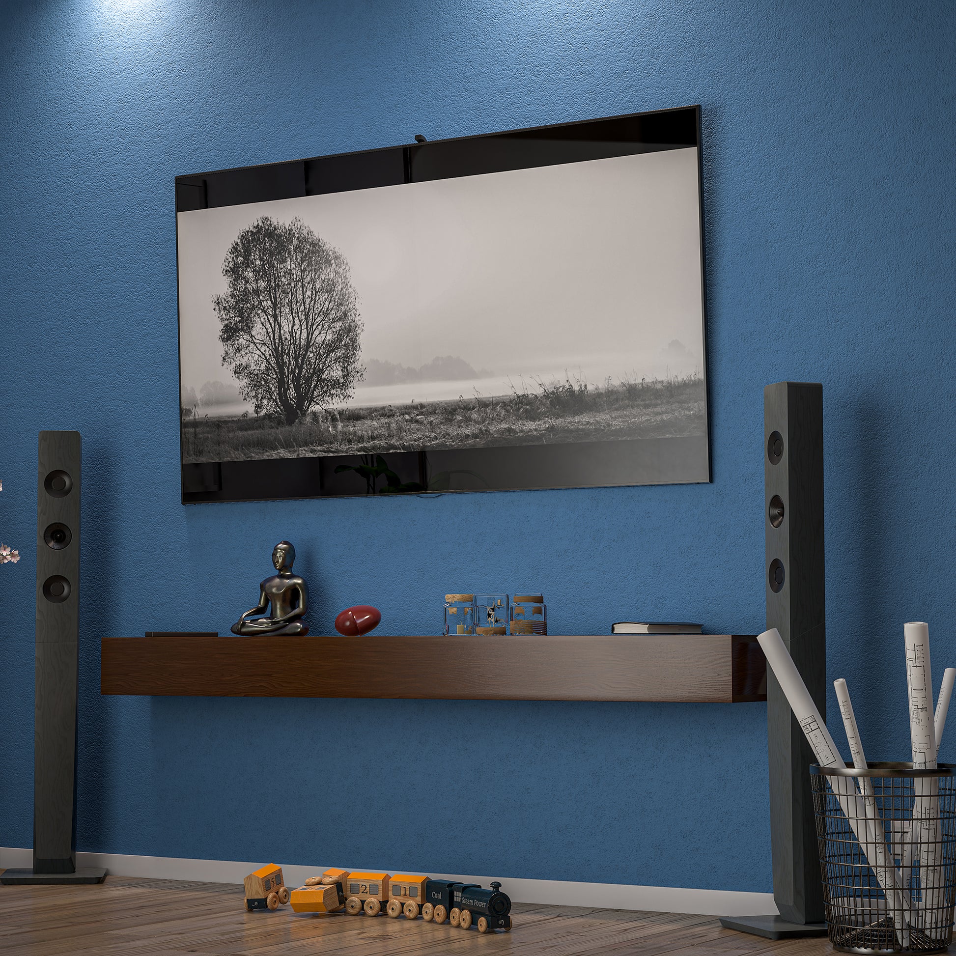 72'' Fireplace Mantel Wooden Wall Mounted Floating Shelf 8" Deep Solid Pine Wood,Brown Brown Metal & Wood