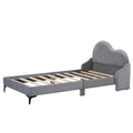 Twin Size Upholstered Platform Bed With Cloud Shaped Headboard, Gray Box Spring Not Required Twin Gray Bedroom Polyester Upholstered