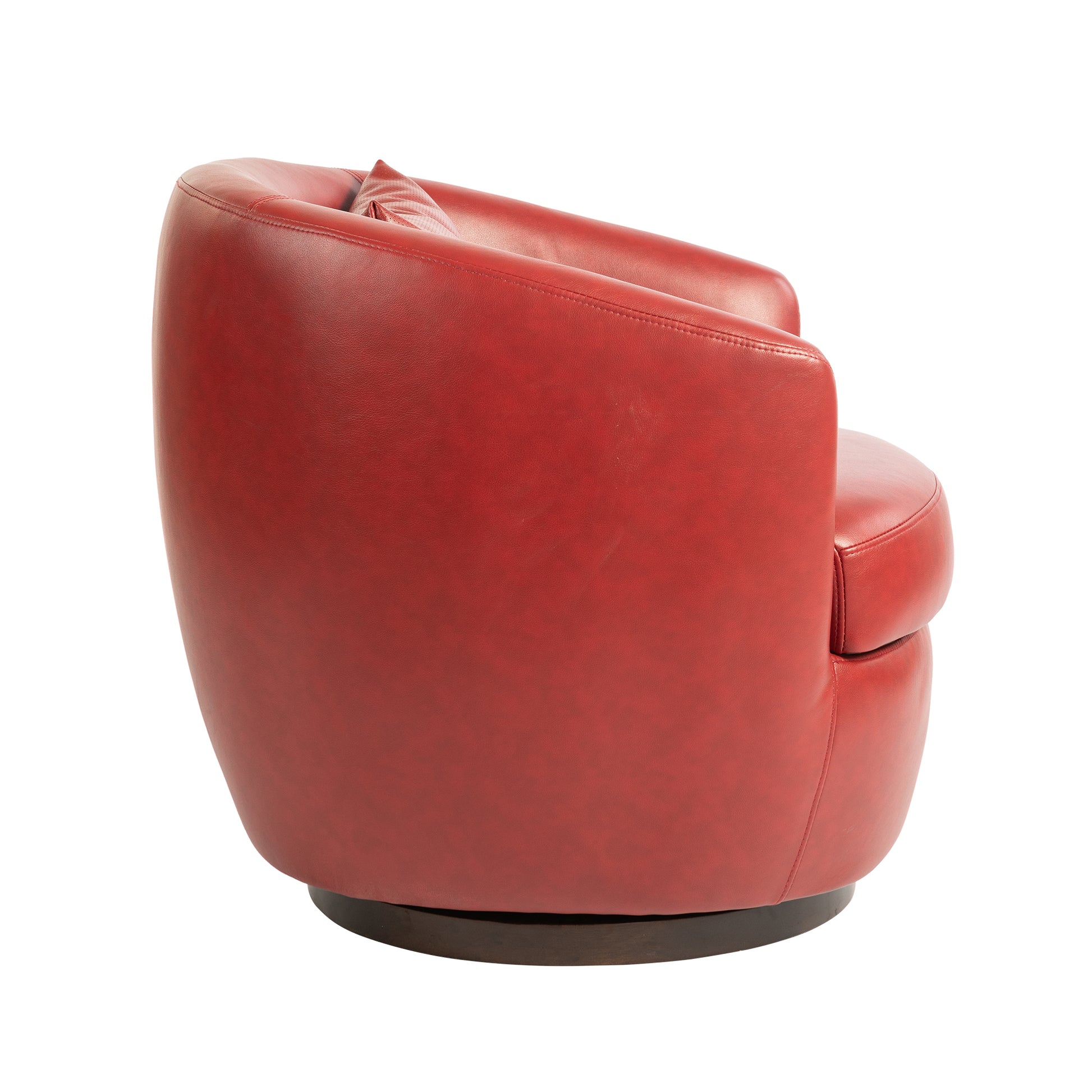 Upholstered Swivel Barrel Armchair With Storage Modern Living Room Side Chair For Bedroom Office Reading Spaces Pu Red Red Foam Upholstered