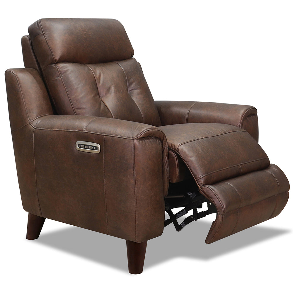 Torino Power Headrest, Lumbar, Zero Gravity Waxy Pull Up Leather Recliner Brown Memory Foam Genuine Leather